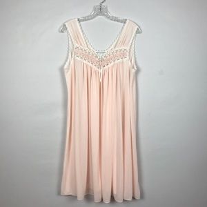 Miss Elaine Vintage Pink Chiffon Nightgown Size Lg